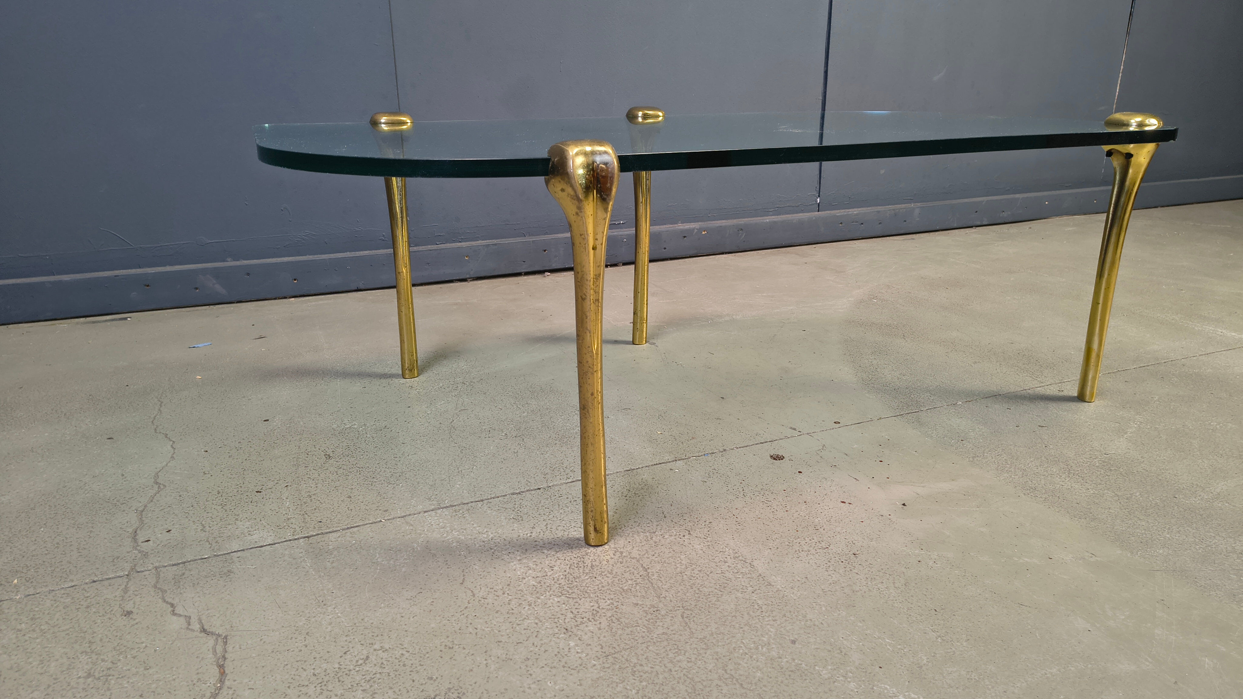 Brass and glass coffee table, 1970s