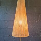 Lampadaire tripode Mid-century, abat-jour en corde, années 1950-60
