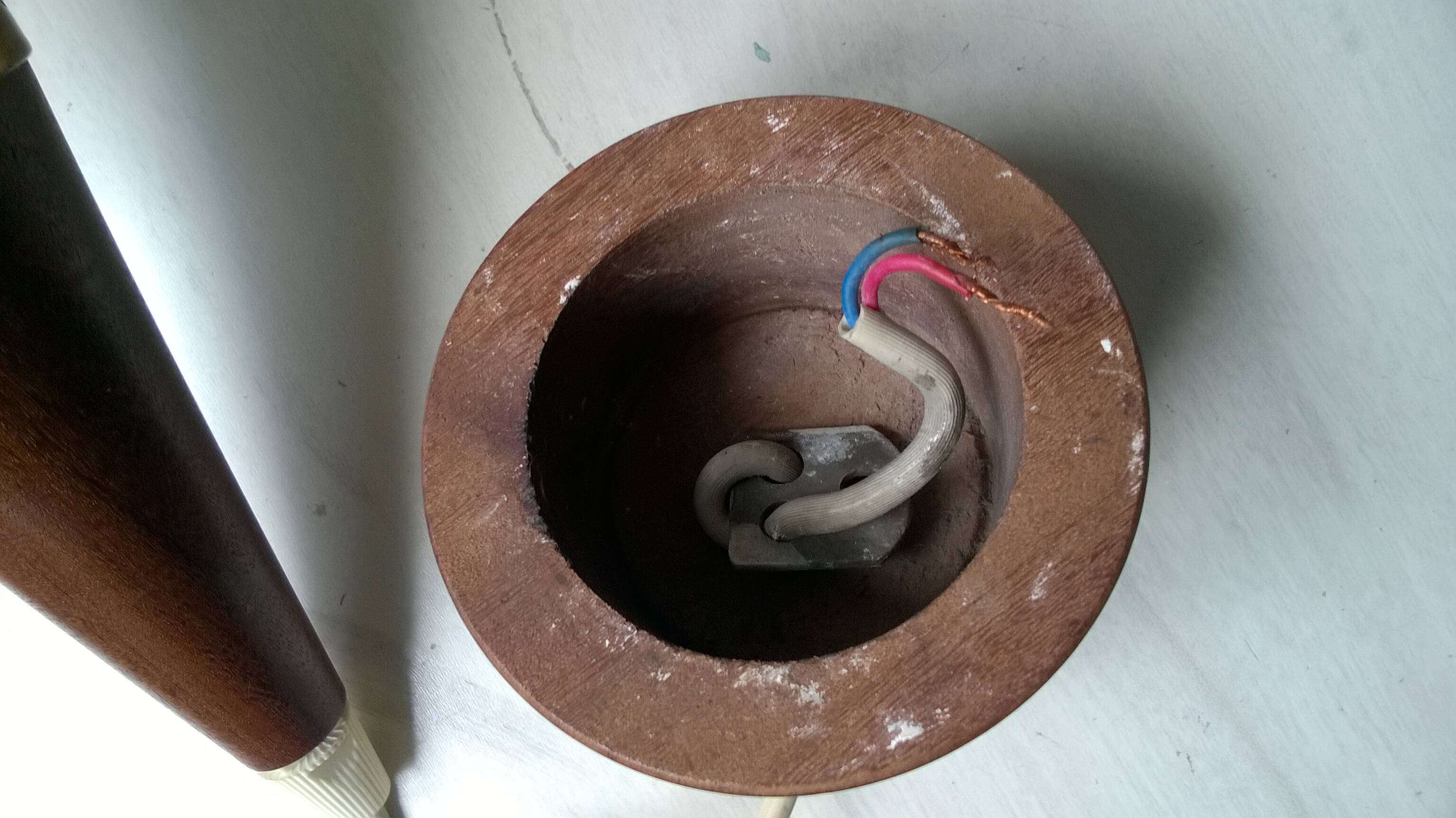 Vintage suspension in opaline, teak and brass by Louis Kalff c.1960