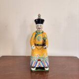 Chinese Porcelain Sculpture of an Emperor Dignitary from the Qing Dynasty, Famille Verte