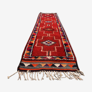 Vintage turkish  tribal runner 350x90 cm veg dye wool rug tribal, handmade