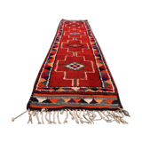 Vintage turkish  tribal runner 350x90 cm veg dye wool rug tribal, handmade