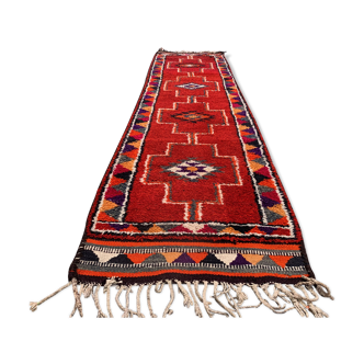 Vintage turkish  tribal runner 350x90 cm veg dye wool rug tribal, handmade