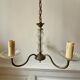 Vintage brass and glass three-branch chandelier