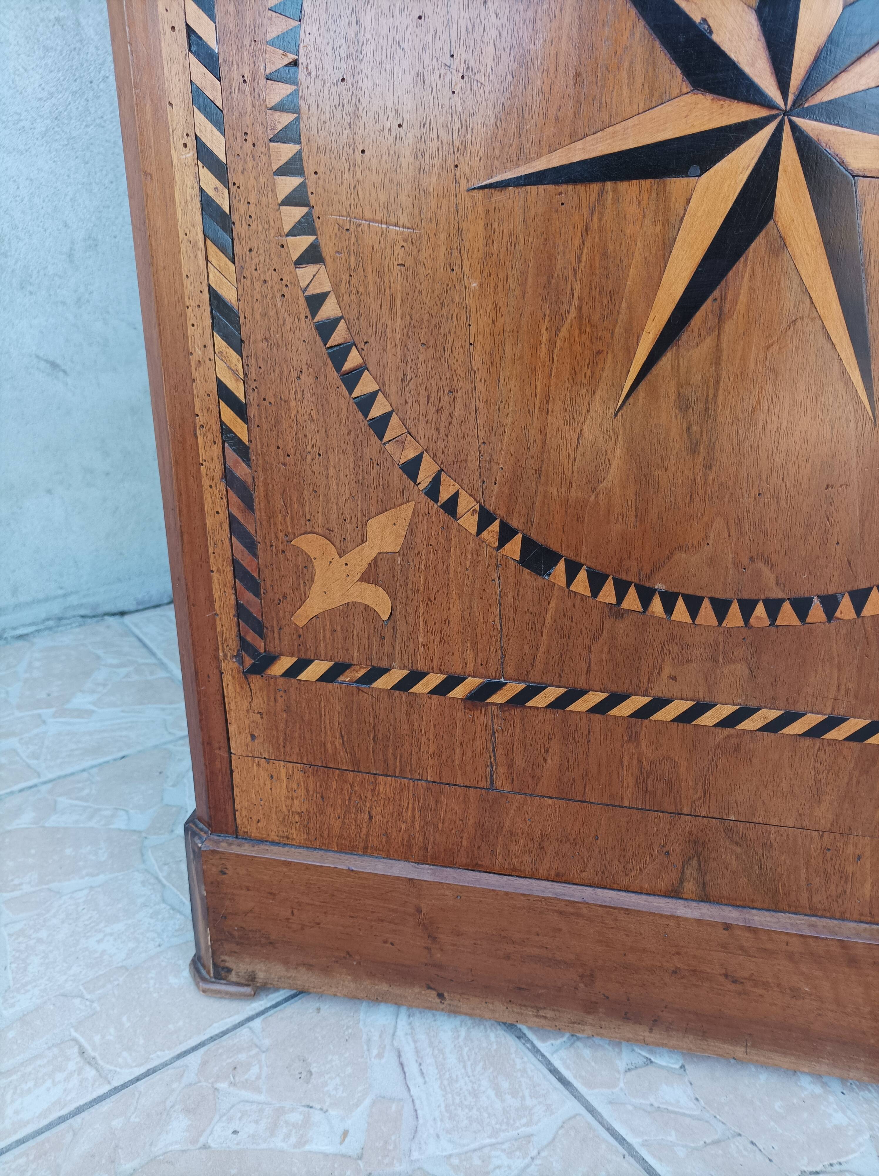 Inlaid walnut entryway sideboard