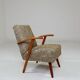 Vintage Lounge Chair Green Pattern Upholstery Refurbished, 1970s.