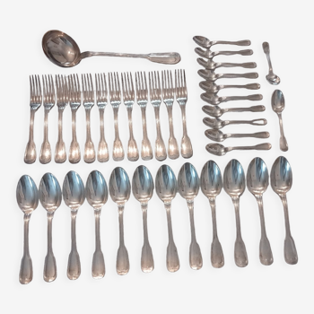 Cutlery set 37 pieces, silver metal
