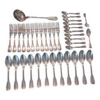 Cutlery set 37 pieces, silver metal