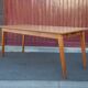 Antique dining table, wooden table and formica tray
