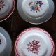 6 flat plates Digoin Sarregemines Marsac red with gold flowers