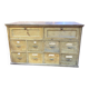Old workshop furniture in good condition. 8 drawers and 2 drop-down doors, very
