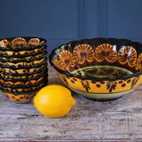 Set of eight 1970's dessert bowls and matching serving bowl
