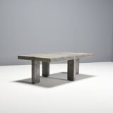 1970s Faux Crocodile Skin and Marble Coffee Table