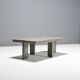 Table basse en fausse peau de crocodile et marbre des années 1970