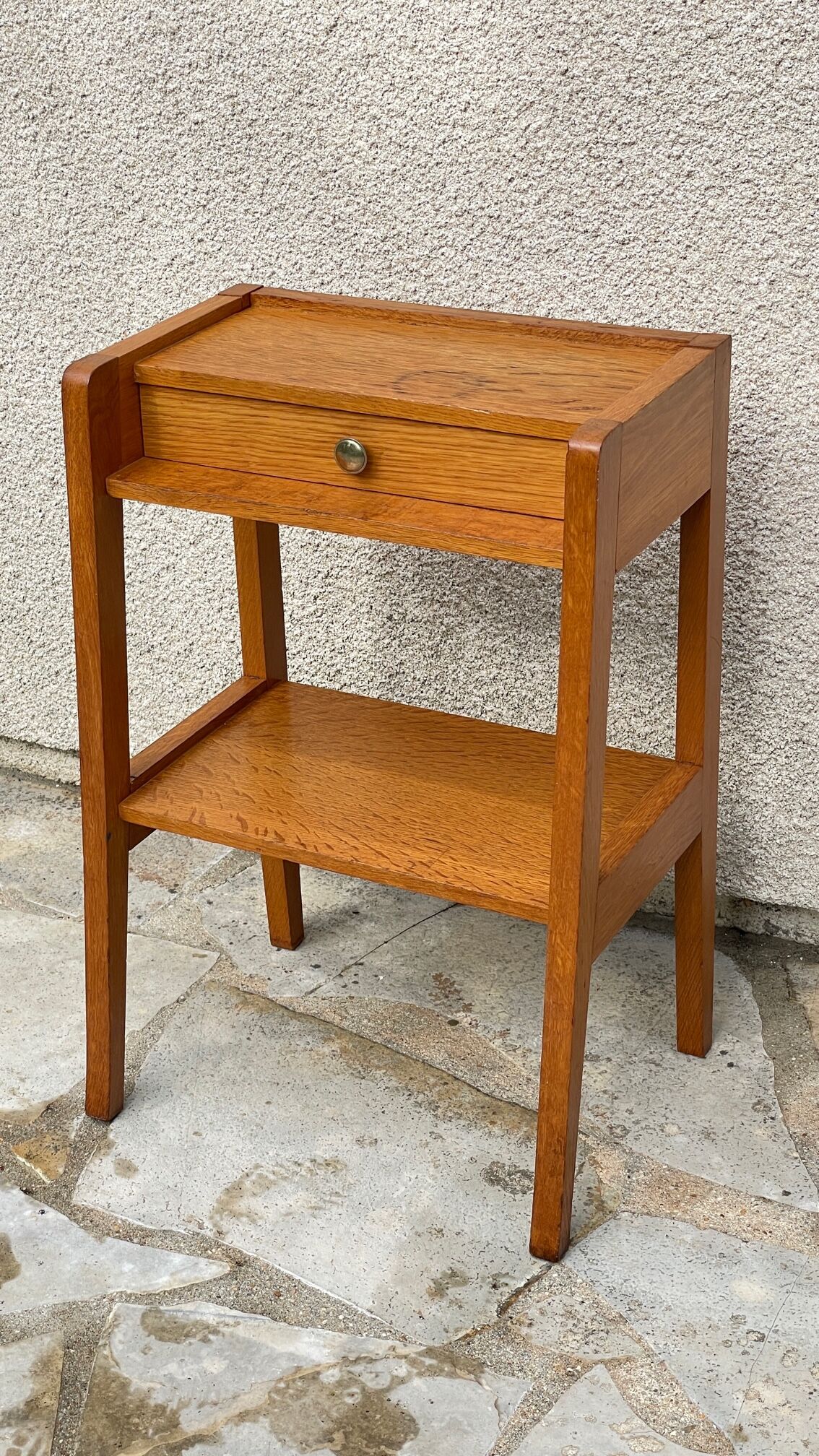 vintage geometric bedside cabinet