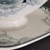 Saucière de St Amand et hamage, terre de fer  modèle suzanne fleurs vertes