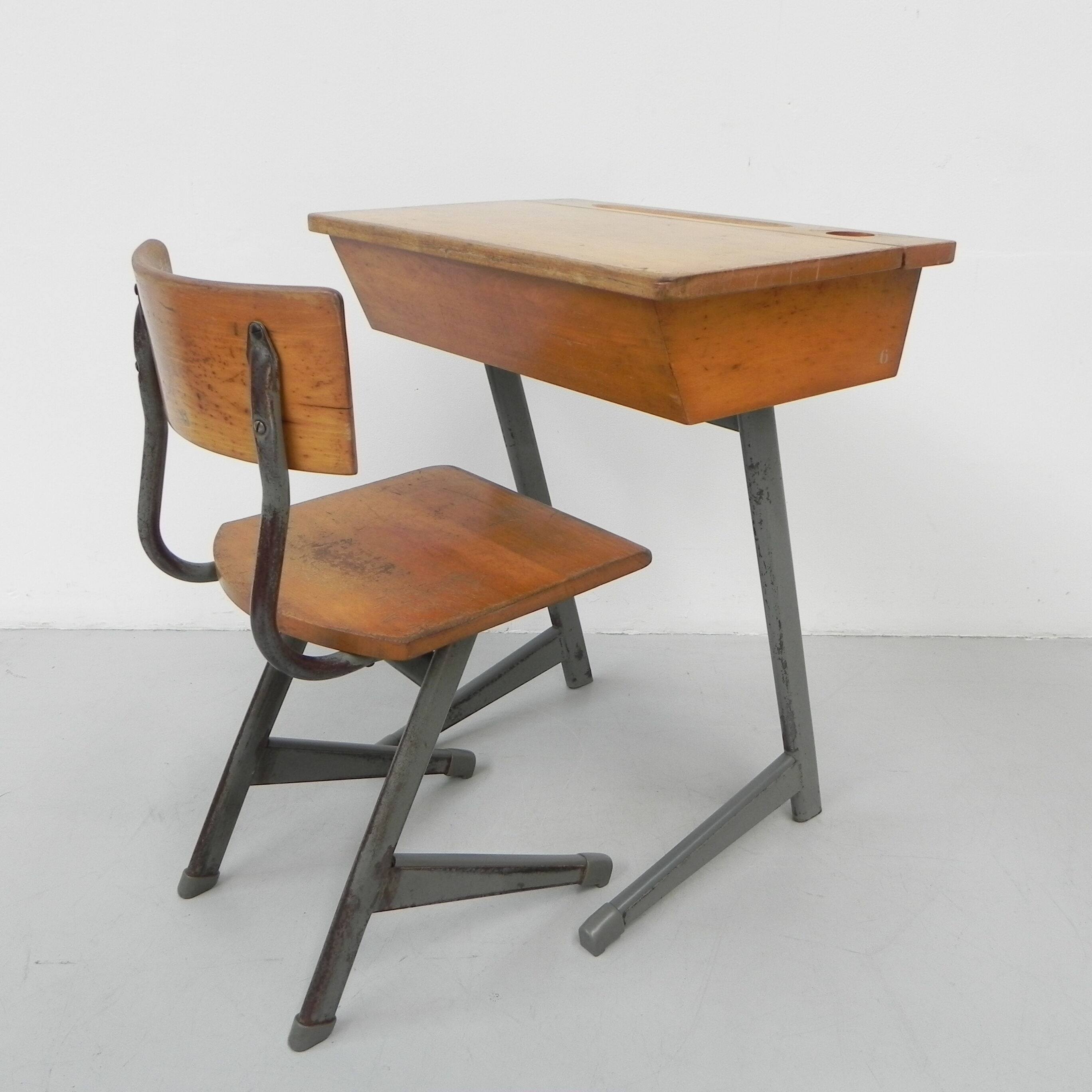 Desk and chair, industrial