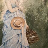 Young girl with doves painting 1860