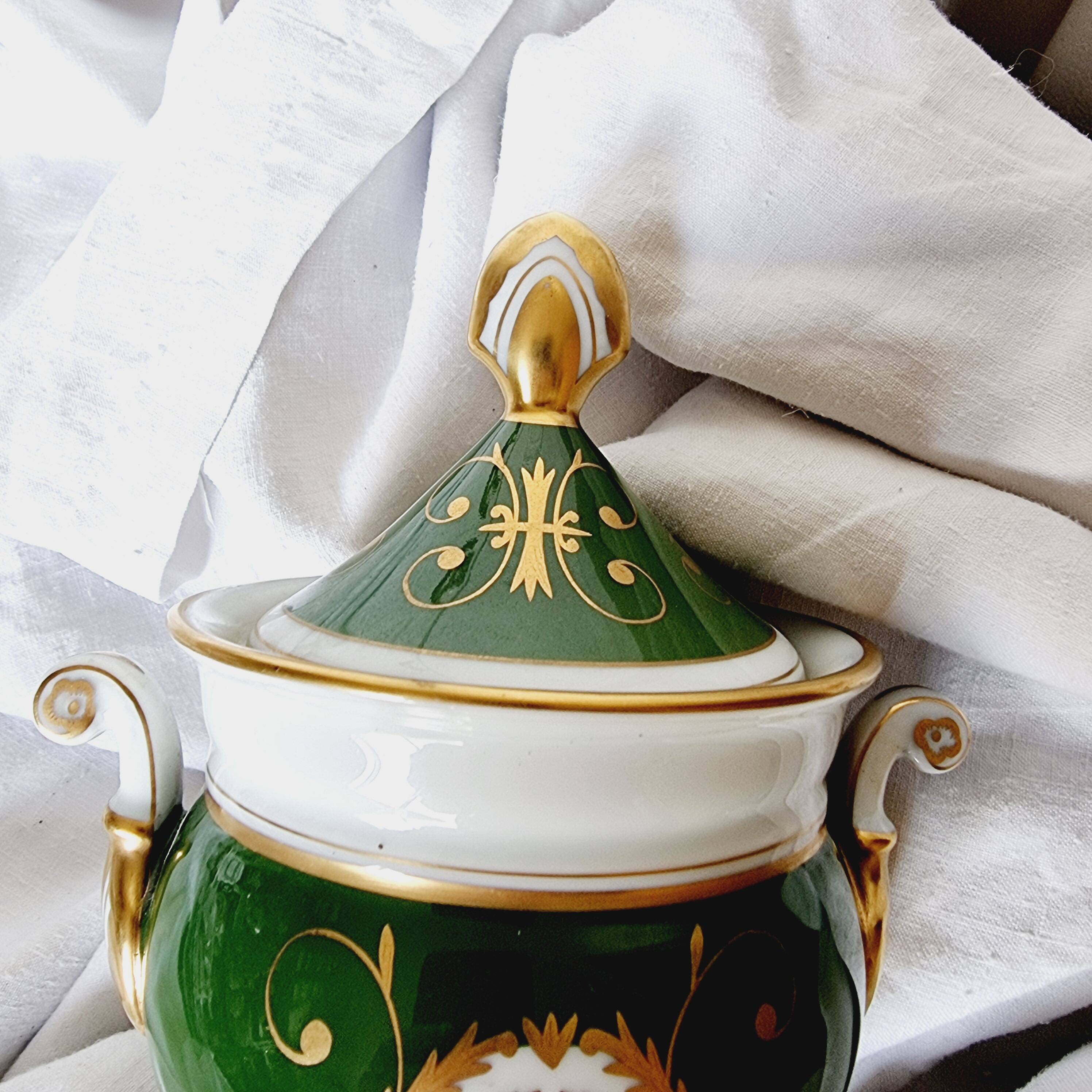 Limoges Porcelain Bombonera Lafarge or Empire Style Tibor or Napoleon