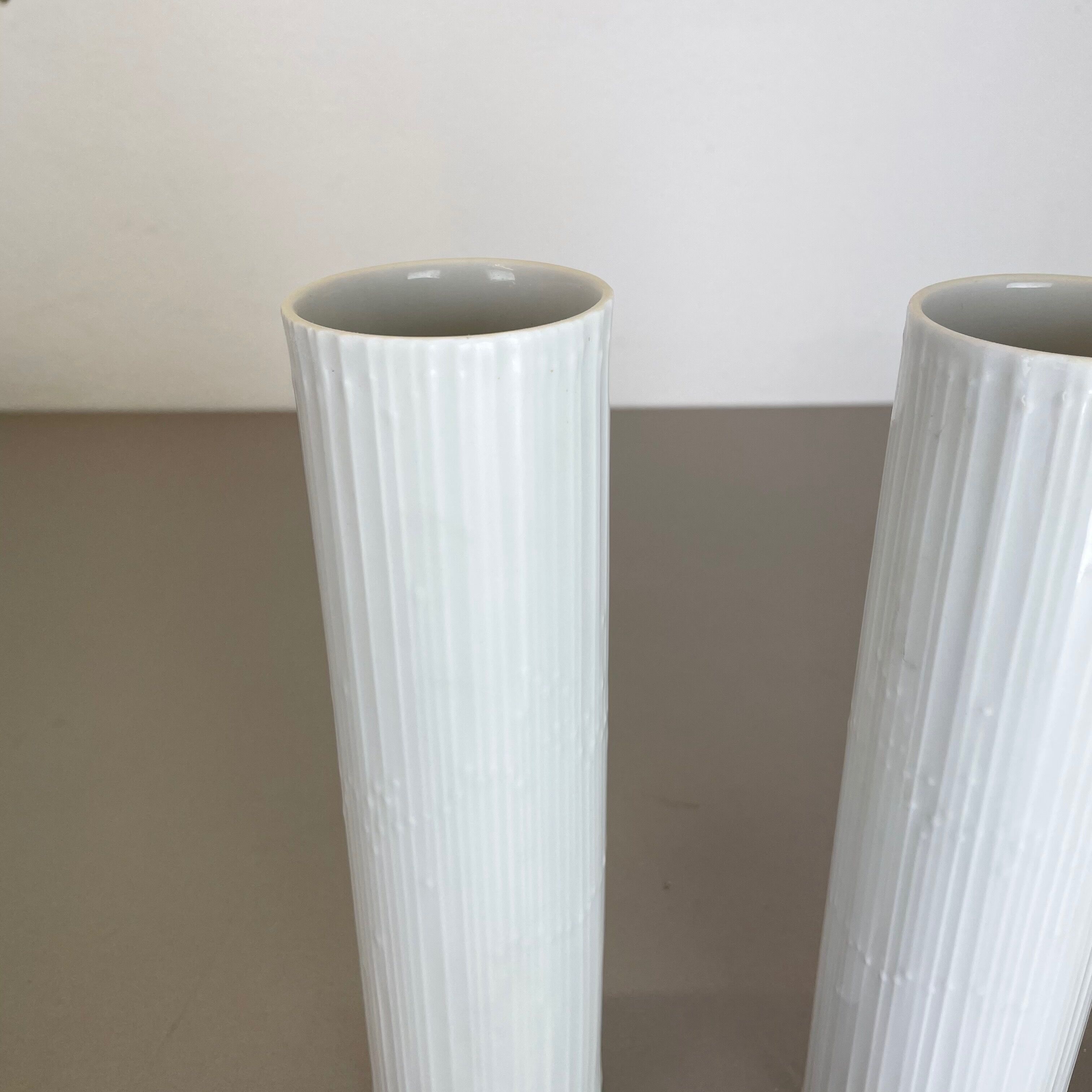 Set of 2 Abstract Op Art Vase Tapio Wirkkala Rosenthal Studio Line Germany 1980s