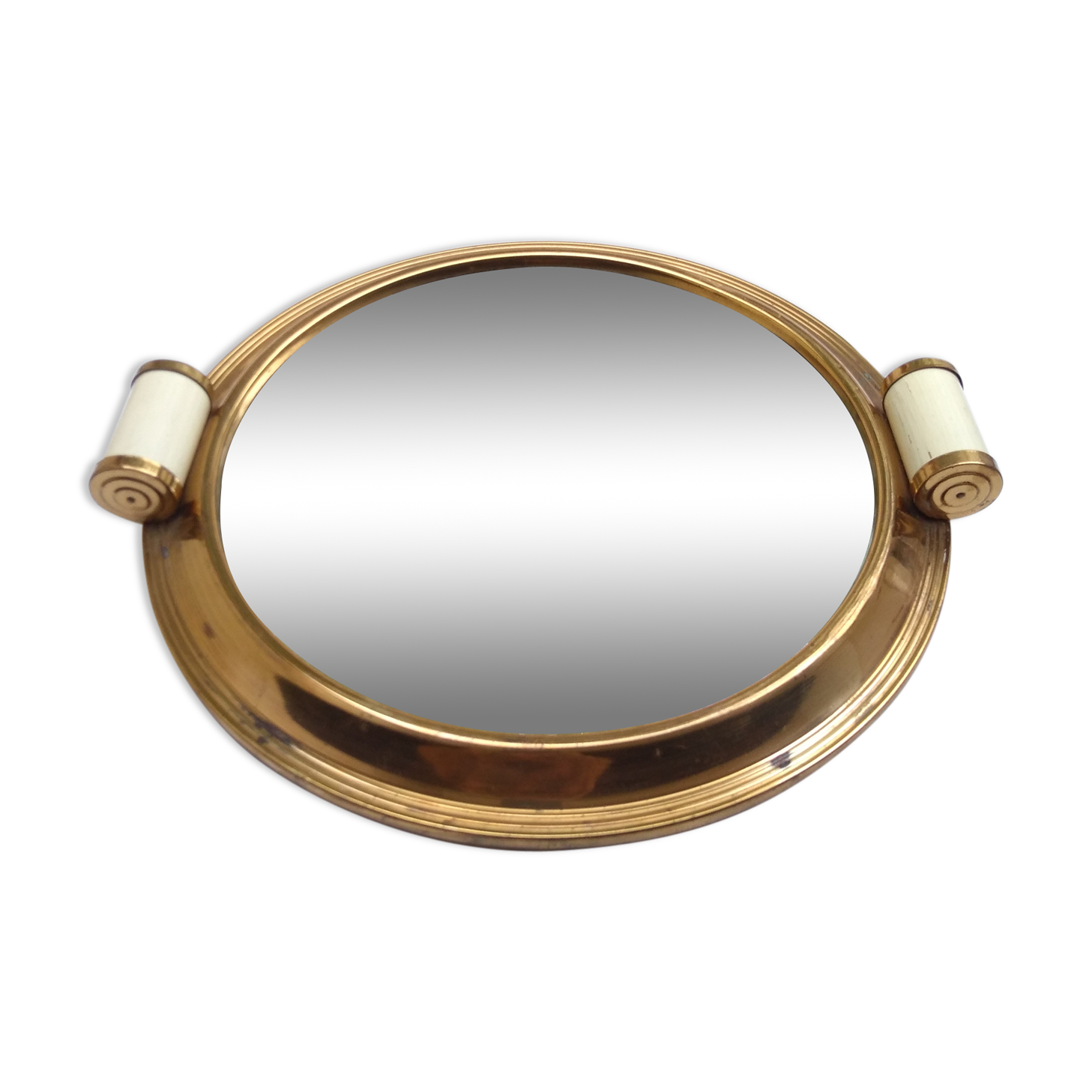 Round art deco mirror tray