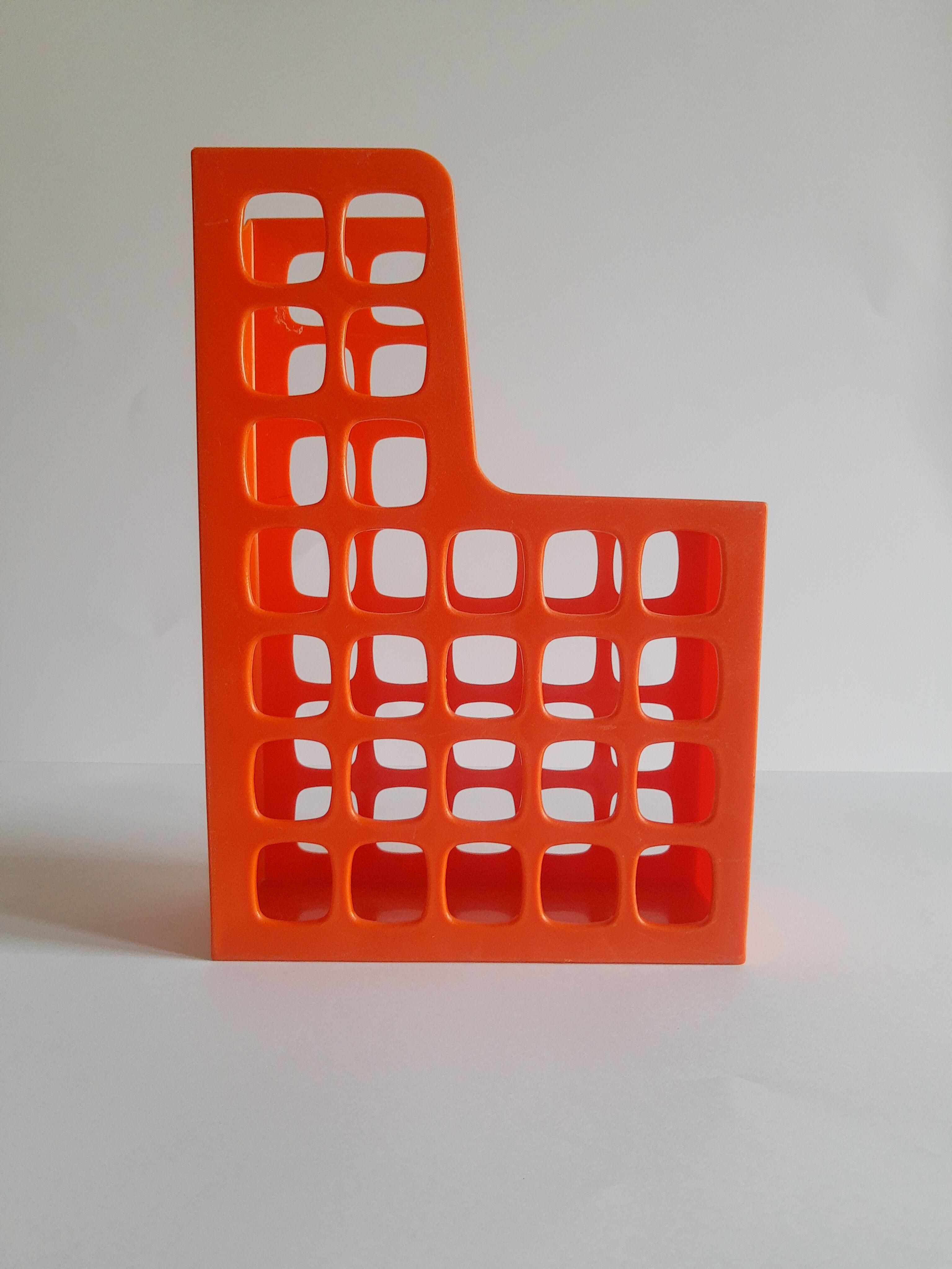 Briefcase magazine holder plastic orange boxer vintage