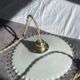 Pair of lace-edged opaline portable lamps with cord wire