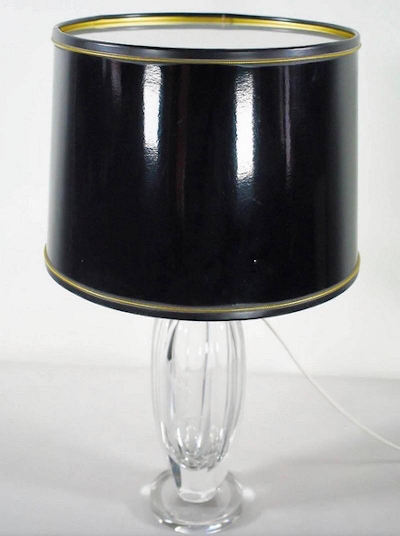 Elis Bergh for Kosta Sweden engraved crystal table lamp