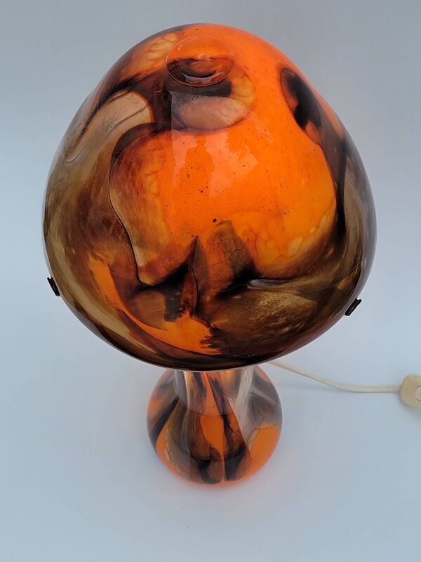 Lampe vintage champion verre de Murano orange