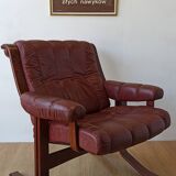 Scandinavian Mid-Century Modern Leather Easy Chairs by Ekornes 1970s.