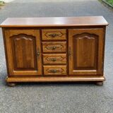 English sideboard with 2 doors and 4 drawers in solid wood 130cm
