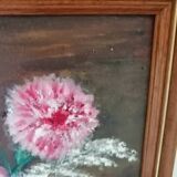 Still life with oil flowers on ancient panel