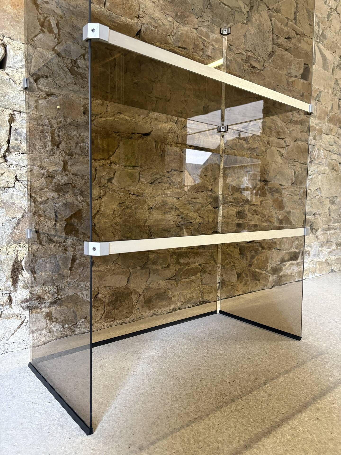 Hi-fi furniture in glass and aluminium for Pieterman Holland, 1970