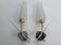 Pair of large gold wall lights with tulip-shaped globes by Arlus