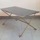 Vintage 1970 coffee table in bronze & glass with goat's foot legs 70s chic