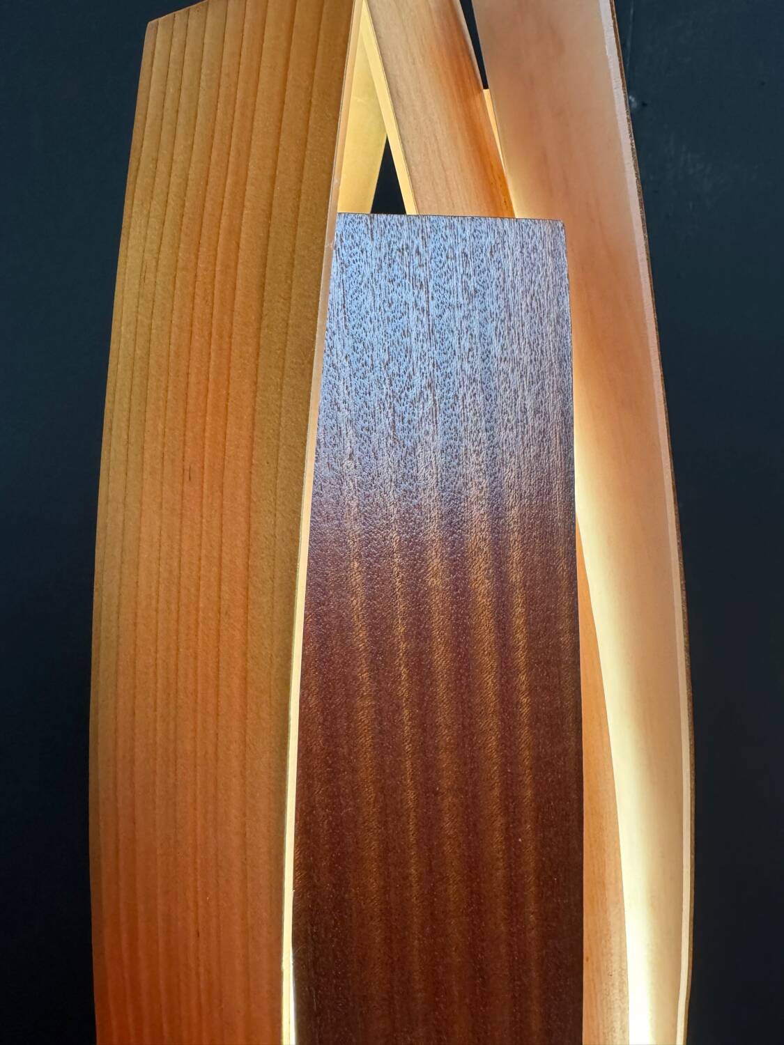 Wood slat lamp in Scandinavian style