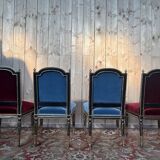 Set of 4 Napoleon III chairs in black and gold.