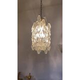 A pair of champagne "poliedro" murano glass chandelier