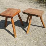 Pair of brutalist tripode stools vintage campaign