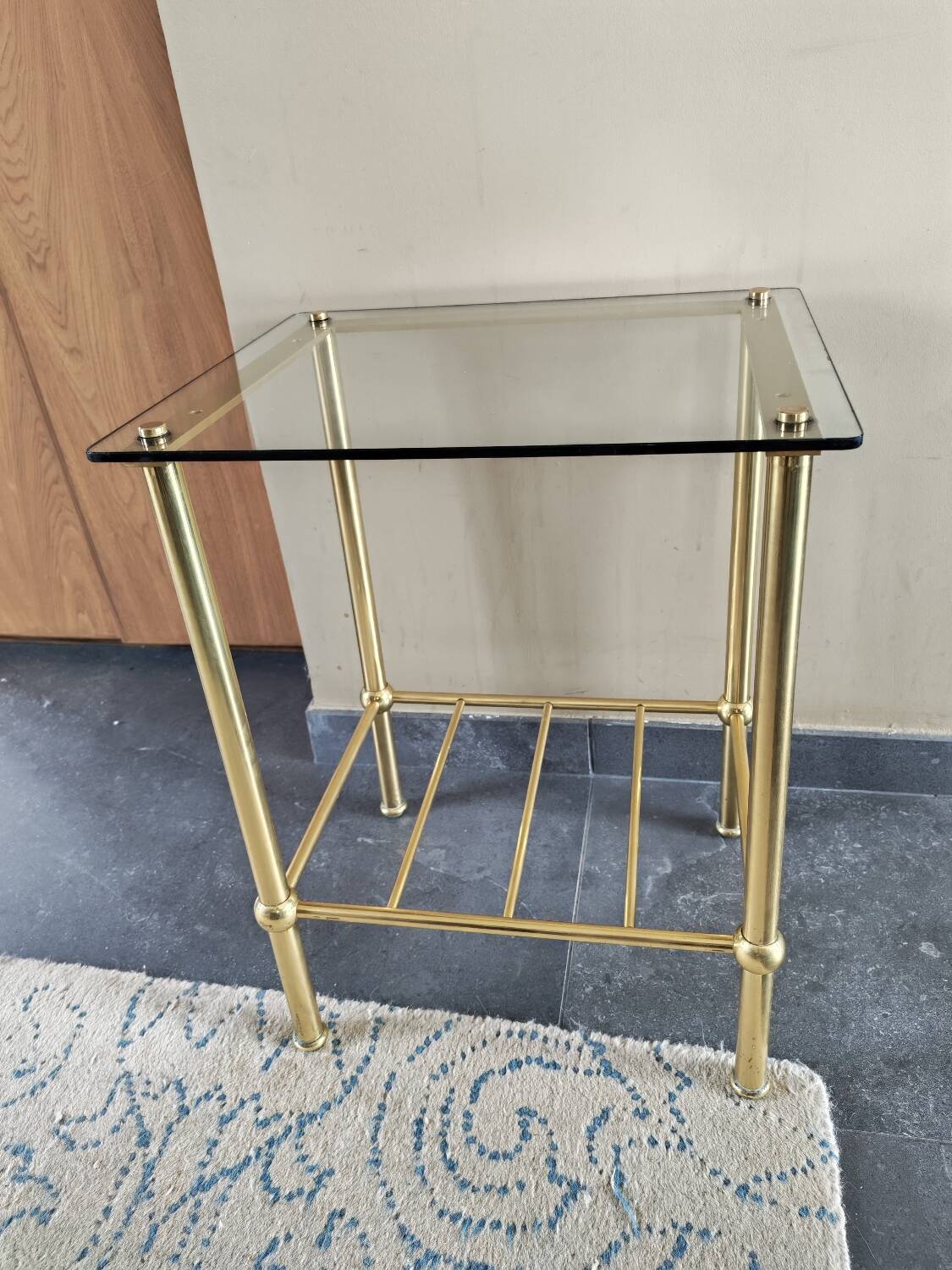Table d'appoint vintage laiton et verre
