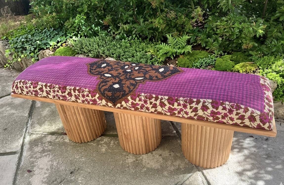 Banc structure bois - Assise Kantha