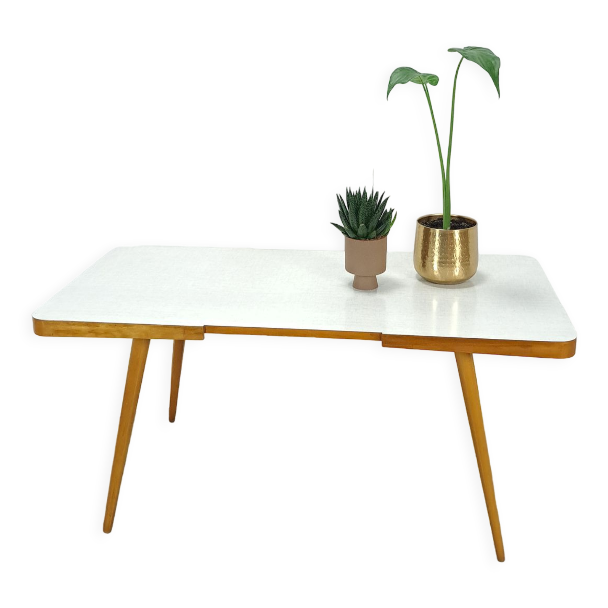 Coffee table vintage with white grey formica top