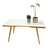 Coffee table vintage with white grey formica top