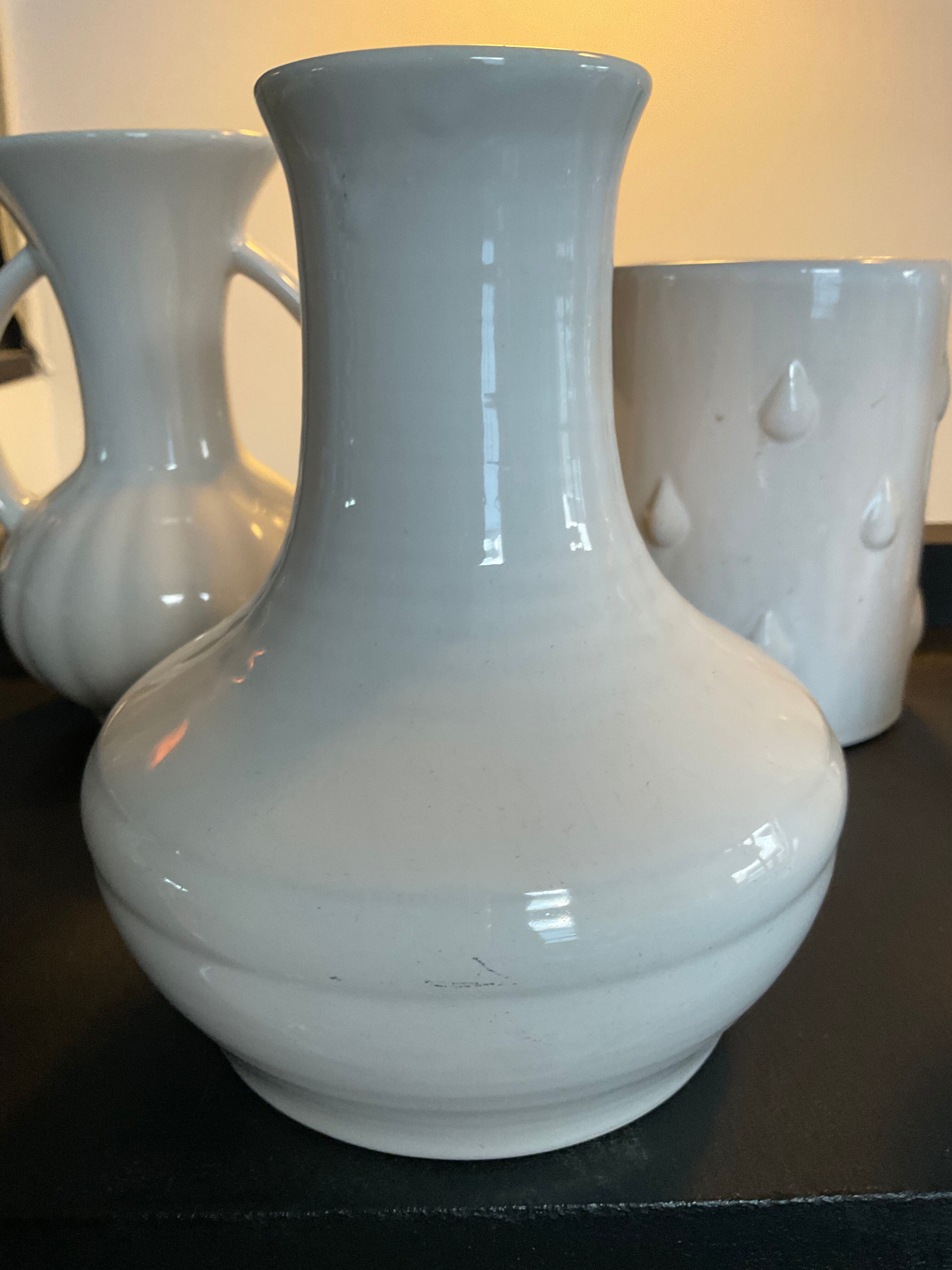 Series of 6 vintage vases in white ceramic years 60-70