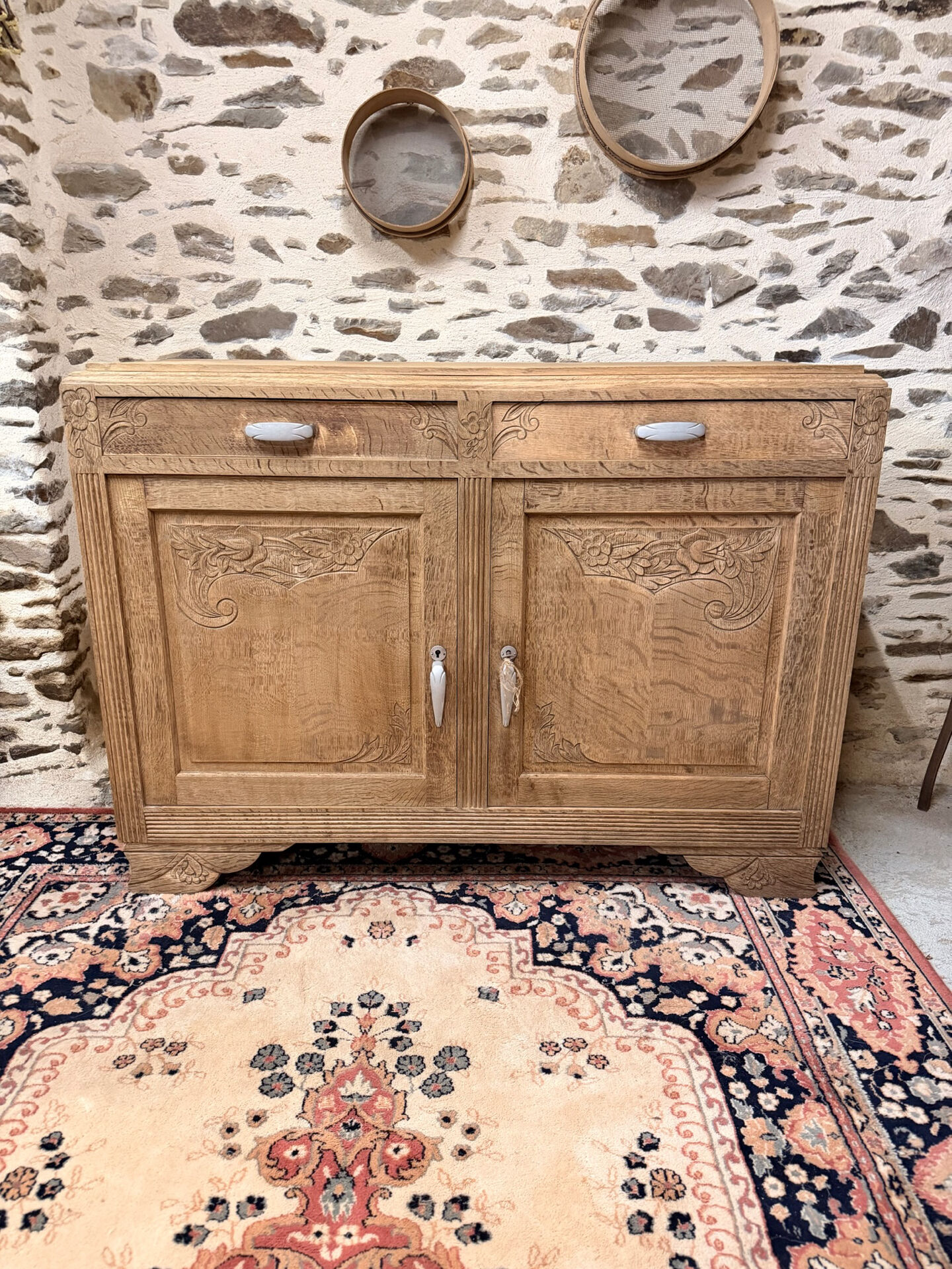 Superb stripped Art Deco wooden buffet