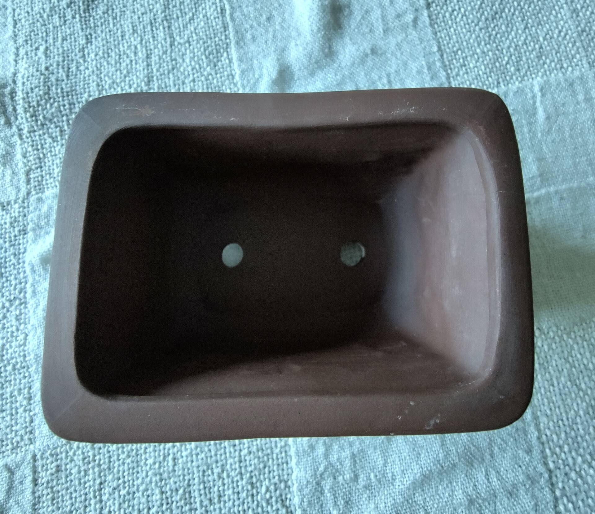 Rectangular cascade bonsai pot unglazed ceramic