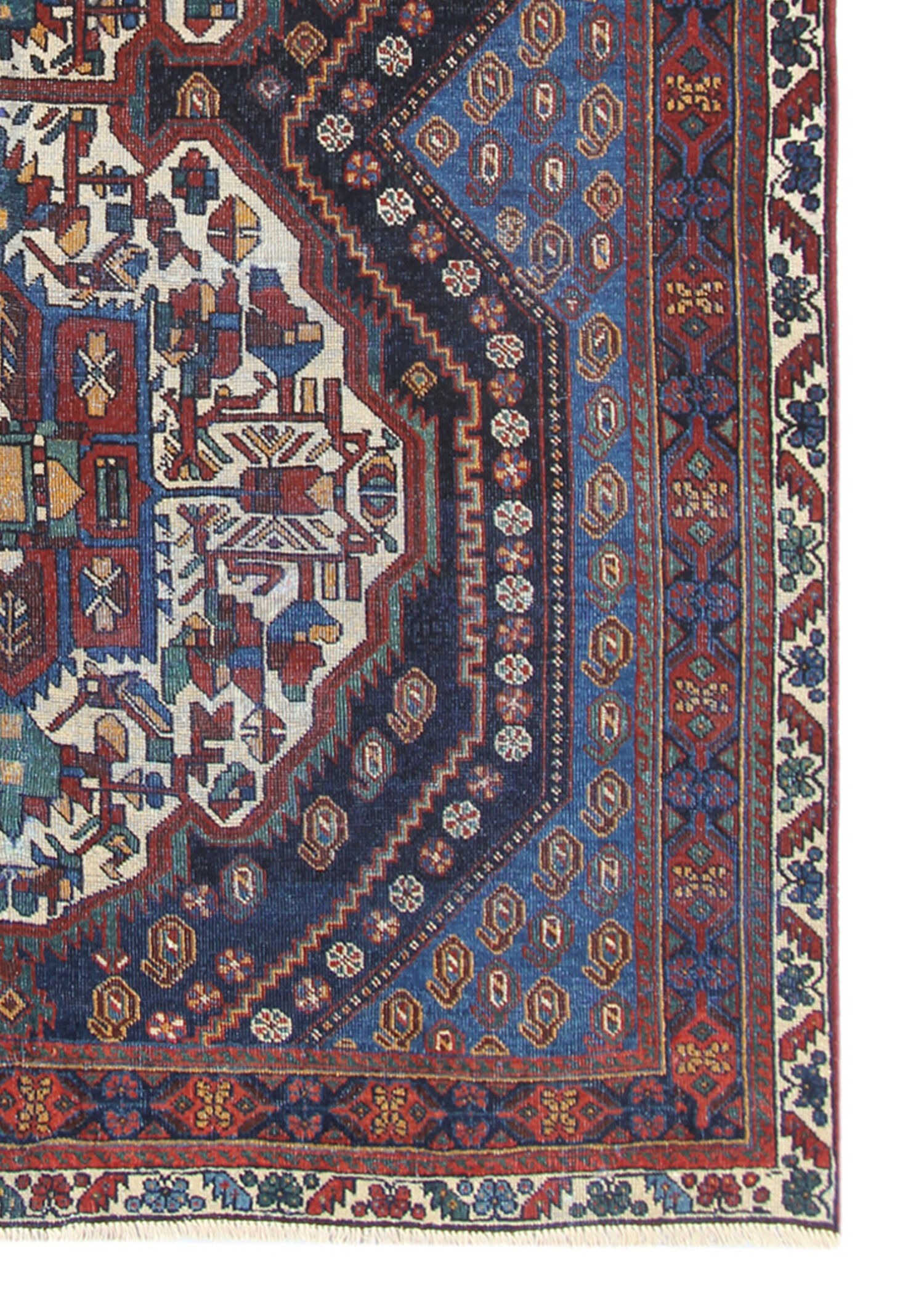 Antique persian afshar carpet handwoven blue wool area rug-