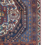 Antique persian afshar carpet handwoven blue wool area rug-