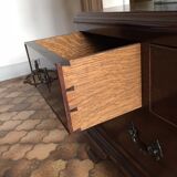 Heal's mahogany dressing table with triptych mirror