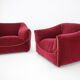 Paire de fauteuils italiens en velours années 1970